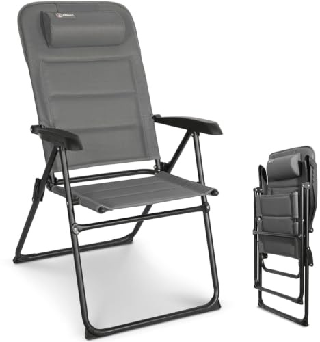 Homecall Gartenstuhl Klappbar Bis 150 kg,Campingstuhl Faltbar (Textilene) | Hochlehner - Faltbar Balkonstuhl Gartensessel Outdoor Schnelltrocknen 5-Fach Verstellbare Rückenlehne mit Armlehne