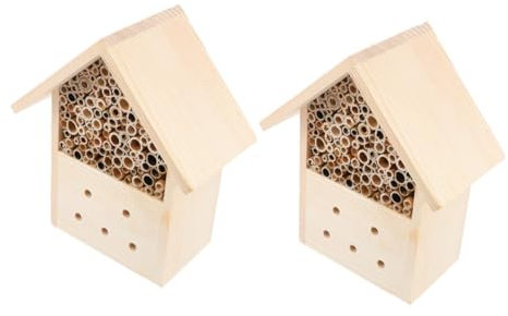 POPETPOP 2stücke Insektenhaus Für Gartenbedarf Hängend Oder Stehend Als Insektenhaus Und Zimmermannsbienenhaus Für Bienenliebhaber