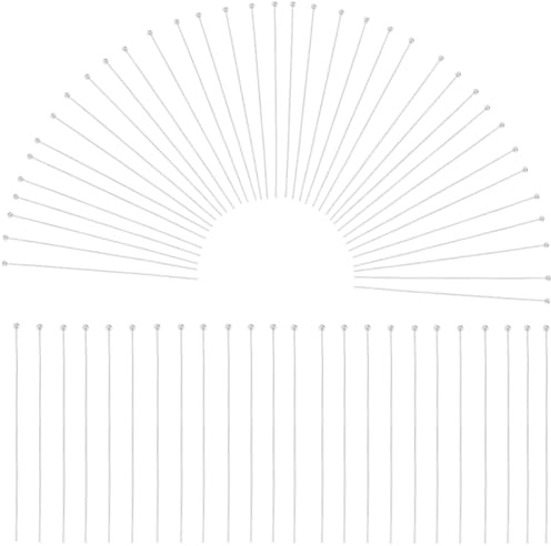 SOFPLATE 1 Scatola 600 Pezzi Perni per Testa di Gioielli Perni per Orecchini Lunghi Perni con Testa In Ottone Argento Pendenti Spilli A Sfera Piccola per Creazione di Gioielli Orecchini Bracciali Acce