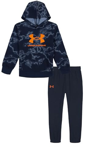 Under Armour Long Sleeve Logo Hoodie & Joggers Set, Baby & Toddler Sudadera con Capucha, Cambio de Marea Azul Marino, 24 Meses para Niños