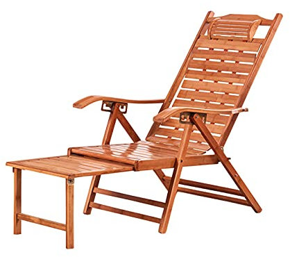 ABBNIA Bambus Lounge Stuhl Verlängern Faltbare Garten Sonne Liege Mit Kissen 5 Einstellbar Für Balkon Wohnzimmer Outdoor Terrasse