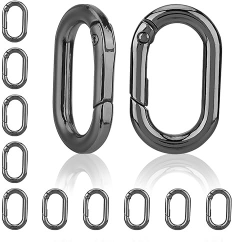 10 Stück Oval Karabiener Karabinerhaken Metall Mini Karabiner Carabiner KarabinerhakenSchlüsselanhäNger Karabinerhaken Kleine Schlüssel Karabiner Shwarz für Schlüssel Anhänger Rucksäcke