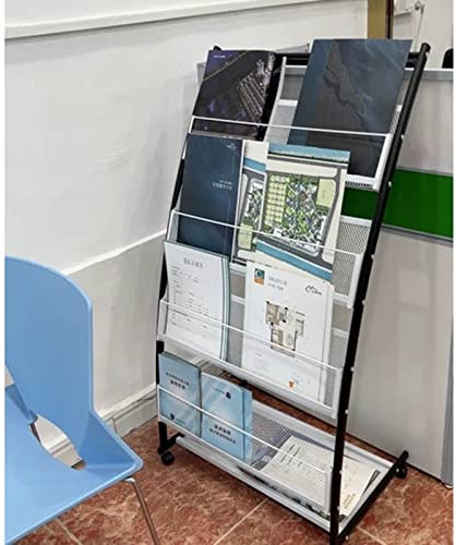 GLFNB Prospektständer, Bodenstehender Literatur-Zeitschriftenständer mit 4 Taschen, Zeitungsregale für Produkte, Ausstellungen, Messen