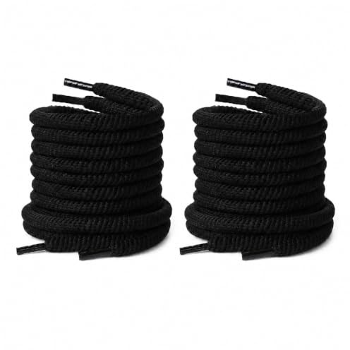 Codulu Lacci Rotondi di Ricambio da 8 mm di Larghezza, per Scarpe da Ginnastica, Scarpe atletiche, Pattini a rotelle, 120 cm, Nero,2 Paia