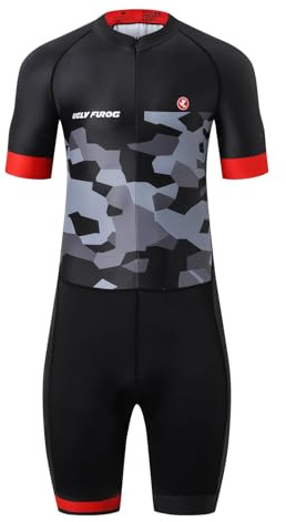 UGLY FROG Hommes Pro Trisuit Manches Courtes Triathlon Costume pour Ironman, Triathlon Costume Manches Courtes Trisuit SpeedSuit Skinsuit Sike