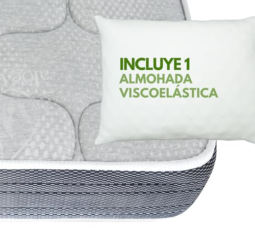 PortgualFlex - Colchón Ortopédico Super Especial, 20 cm Altura - Colchón Firmeza Media Alta con Espuma de Alta Densidad, Antiácaros, Acolchado Aloe Vera - Confort para un Sueño Reparador (200x090)