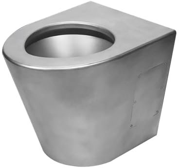 FHSLKXIM Hocheffiziente, wassersparende Wandtoilette, Badezimmertoilette aus Edelstahl 304, kommerzielle Toilette mit Doppelspülung und Siphon, Bequeme Sitzhöhe, für Badezimmer,