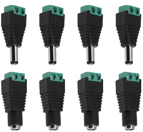 4 Coppie Connettori Elettrici DC Maschio e Femmina, Connettori Striscia LED per Sistemi a 12V, Ideali per Telecamere CCTV, DVR e Connettore Striscia LED, Spinotti Elettrici 12V di Alta Qualità