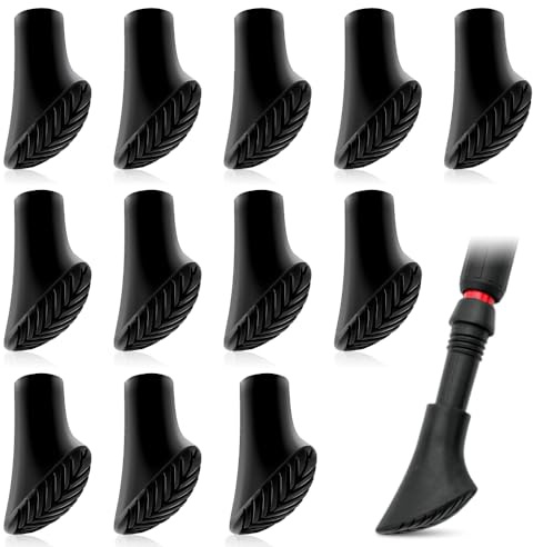 BNGXR Nordic Walking Stöcke Gummipuffe, 12 Stück Gummipuffer für Walkingstöcke, Nordic Walking Pads Trekking Gummipuffer Asphalt für Alle Gängigen Wanderstöcke, Kies & Gebirge Durchmesser von 10-11mm