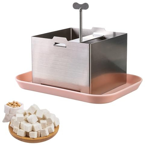 BAKENLON Tofupresse, Tofu Maker Selbstgemachte Tofu-Presse Edelstahl mit Gaze und Tropfschale, Tofu Pressform Kit für Selbstgemachten Tofu, Käse (12 x 12 x 9cm)