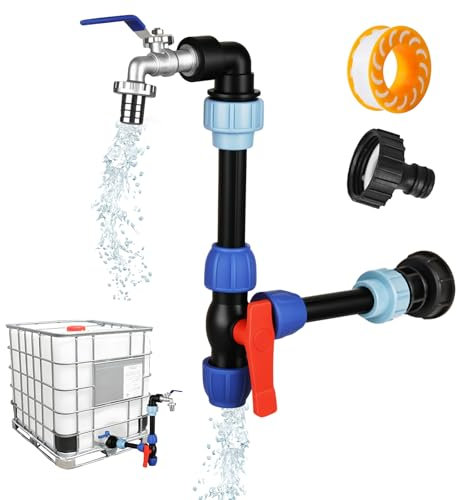 Adaptateur IBC avec Col De Cygne en Laiton Double Robinet 3/4, pour Réservoir d'eau De Pluie 1000 L - Accessoire pour Réservoir IBC