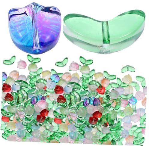 HOMSFOU 120pcs DIY Tulip Glass Beads for Jewelry Making Translucent Flower Bead Charms for Bracelets and Necklaces Craft for Boys and Girls and Adults