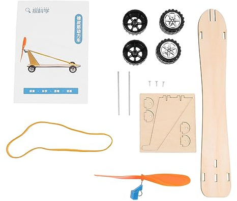 Toyvian Wooden Wind Powered Car Model Educational Science Experiment Toy for Boys and Girls Diy Assembly Teaching Aid 2pcs Set
