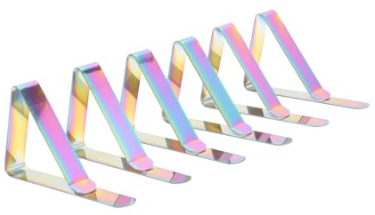 BEBEMOKO 6piezas Pinzas para Manteles De Acero Inoxidable Unidades Diseño Antideslizantes Sujeta Manteles para Mesa Exterior para Jardín Picnic Banquetes