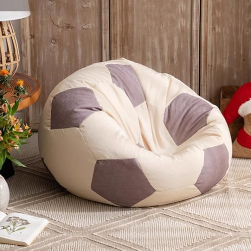 KBZSlyn Soccer Stuffed Animal Storage Bean Bag Chair Cover(No Filling) Football Bean Bags Organizing Plush Toys for Girls and Boys Unpadded Seat Cushion Cover Gaming Chair Indoor(Purple)