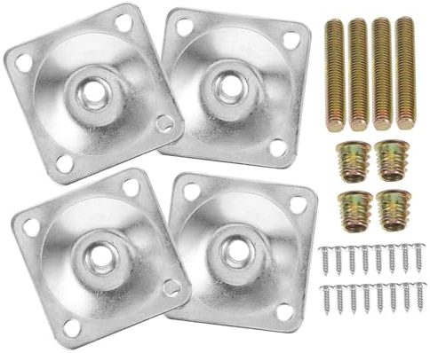 SEWOART 4sets Flat Mounting Plates Furniture Leg Brackets for Sofa Seat Leg Mounting Plates Furniture Repair