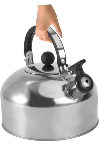 ELAYARD Tetera de Acero Inoxidable con Plano y Silbato para Cocina de Inducción y Gas Hervidor Doméstico y Café Alarma Sonora