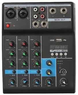 Ljudmixer 6-kanals Mixerkonsol Ljudmixer Utomhuskonferensljud USB Bluetooth-kompatibel Reverb Ljudprocessor Ljudkort(B)