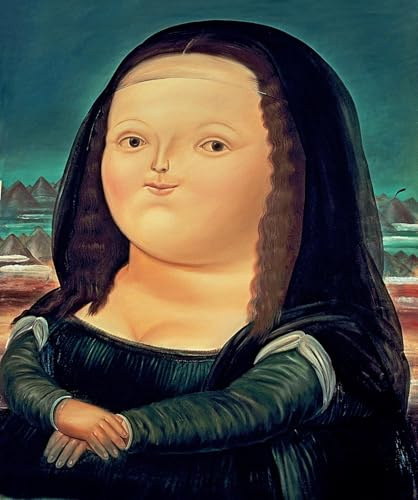 DDSEW GREWT Fernando Botero Poster Mona Lisa Monalisa Leinwandkunst Fernando Botero Drucke abstrakte Gemälde für Wohnzimmerdekoration Bild 50x70 cm ohne Rahmen