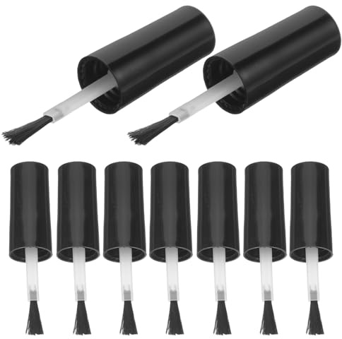 WESIEVYA Tapas de Frascos con Pincel para Esmalte de Uñas 10 Ml, Juego de 20 Unidades, Cepillo de Fibra Artificial, Color Negro Brillante, Repuestos para Uso Doméstico y Profesional