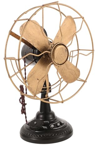 FESTFENDS Escultura Decorativa de Hierro Vintage Estilo Retro, Modelo de Ventilador de Mesa Clásico, Pieza Decorativa para Hogar Elegancia Atemporal