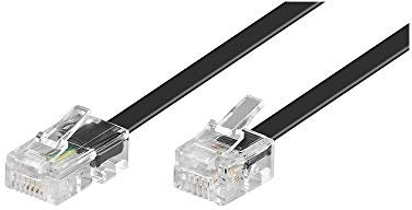 Goobay 68577 Cavo di Collegamento Modulare da 6 Metri, Telefonico, Nero - Spina Rj45 (8P4C) a Spina Rj11/Rj14 (6P4C)