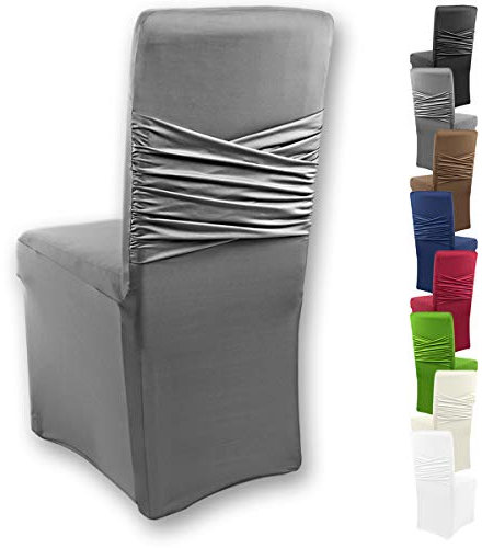 Gräfenstayn® Stretch-Stuhlhusse Victoria - runde und eckige Stuhllehnen - bi-elastische Passform mit Öko-Tex Siegel Standard 100: „Geprüftes Vertrauen“ (Anthrazit)