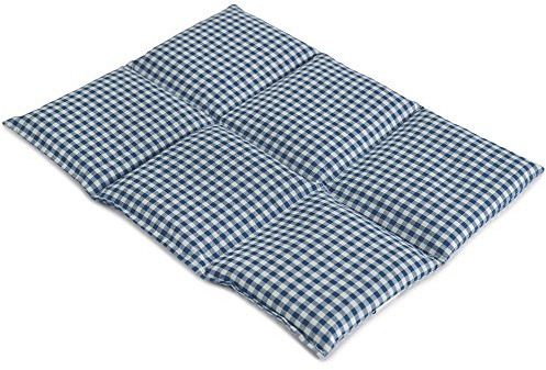 Coussin aux grains d'épeautre biologique 40x30 - Coussin chauffant pour le dos ... - Bouillotte sèche - Compresse chaude ou froide (6 compartiments; Design: bleu et blanc)