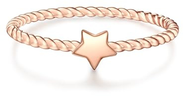 GLANZSTÜCKE MÜNCHEN Damen Ring 925/- Sterling Silber rosegold | rosévergoldet 14 Karat, Bandring, Stern