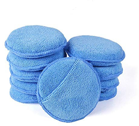 FABSELLER Spugna in schiuma per pulizia auto, lucidatura, ceretta, in microfibra, applicatore di cera per veicoli, blu (10 pezzi)