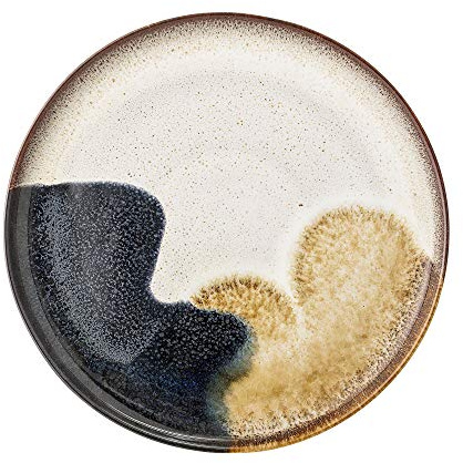 Bloomingville Teller Jules, naturfarben gelb braun blau, Keramik, 28 cm