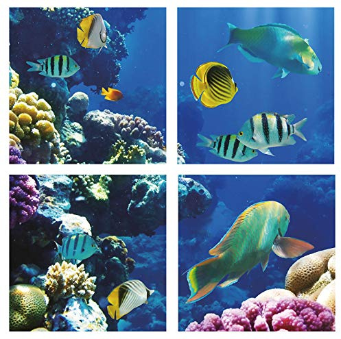 Marine Underwater Scene LED Ceiling Panel 40W, 600x600 MM, 6500K Ceiling Tiles with Corel Reef & Fish Tank 3D Effect Mimics Under Sea Natural Light [Energy Class A+]