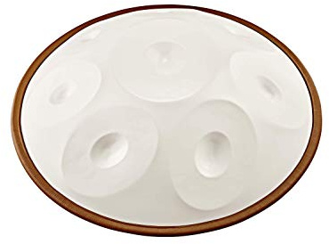 Sonic Energy Harmonic Art Handpan – Integral D, 8 Töne, 440 Hz – Nitrierter Stahl, Weiß – Für Meditation, Yoga, Percussion – Inkl. Zubehör (HD5-WJ)