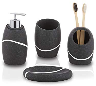 ZCCZ - Set di accessori per il bagno con dispenser di sapone, portaspazzolino, bicchiere e portasapone, kit elegante e funzionale per l’organizzazione della stanza da bagno