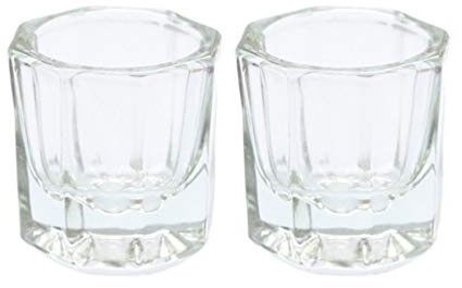 FRCOLOR Lot De 2 Godets Verre Manucure Récipient Transparent Petit Verre Nail Art Coupelle Ongles Pour Mélanger Liquides Et Poudres Pour Salon École D’Art Des Ongles Usage Domestique