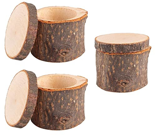 Hapivida 3 Teilige Holz Ehering Box, Rund Ring Schachtel mit Deckel, Ringschatulle Display Halter für Ehe, Vorschlag, Verlobung, Geburtstag, Hochzeit