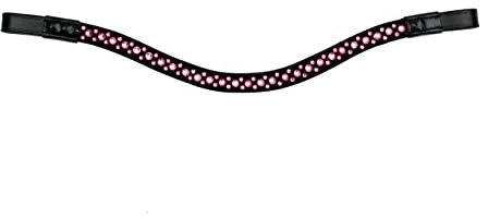 Equipride Hot Fix Stirnriemen für Zaumzeug, kurvenförmig, mit Strasssteinen, 38 cm, Braun