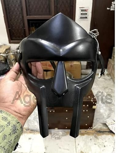 Antique Collection Masque de gladiateur médiéval MF Doom Mad Villain finition dorée en laiton