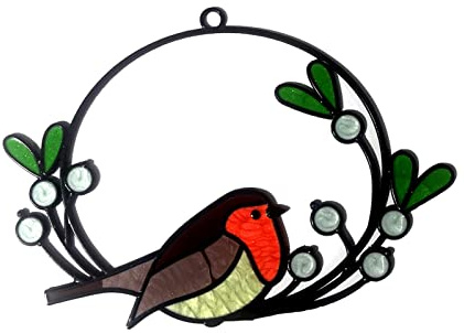Syfunlv Sonnenfänger Vogel,Vögel Fensterbehänge,21x15cm Vögel gebeizt Fensterbehang,Metalldekoration,Fensterdekoration Hängend,