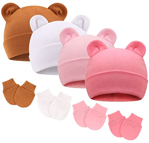DRESHOW Gorro y Guantes para Bebé Recién Nacido - Beanie Sombrero para Niños