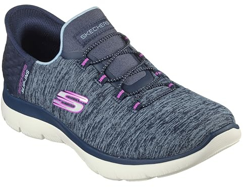 Skechers Mujer Summits Dazzling Haze Zapatillas, White Engineered Knit, 38.5 EU Ancho