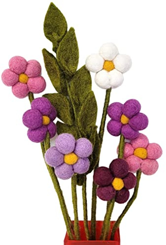 your castle Blumenstrauß aus 7 handgearbeiteten Filzblumen & 1 AST, fairer Handel, nachhaltige Deko aus Filz, realistische Kunstblumen, Textilblumen, Filzset Blumen, Stoffblumen, Filzblüten, Jasmin