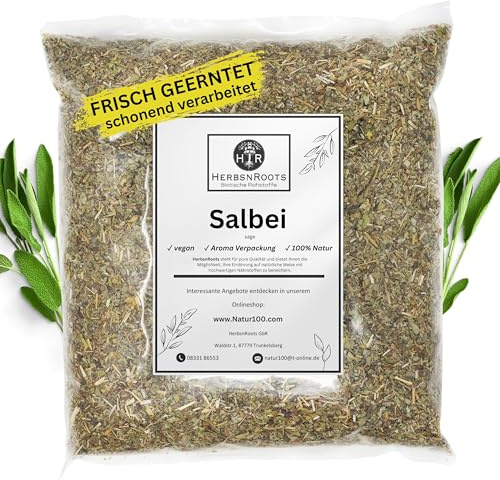 Salbeiblätter 1000g • Hals Kräutertee • Erste Wahl • intensiver Geschmack • HerbsnRoots