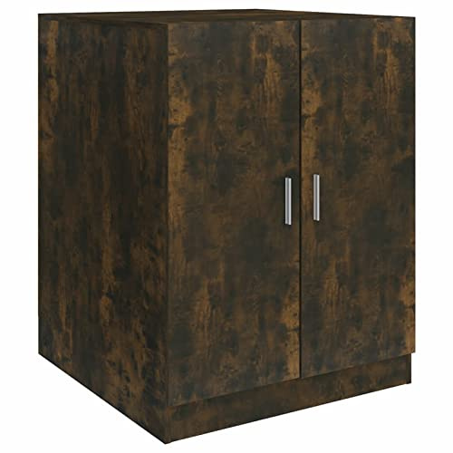 Homgoday Washing Machine Cabinet, Dryer Accessory Bathroom Cabinet, Washer Cupboard Storage Rack Cabinet Smoked Oak 71x71.5x91.5 cm for Laundry Room Home Furniture