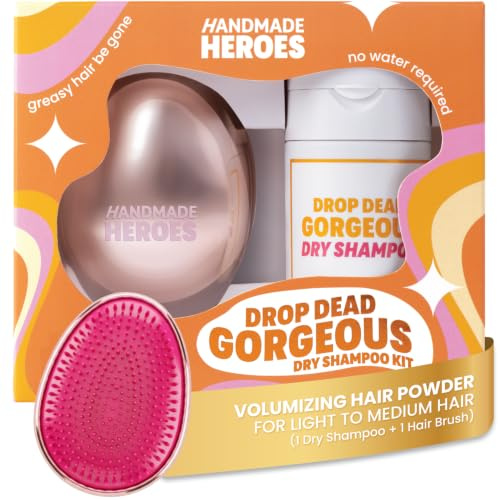 Handmade Heroes - Shampoo secco volumizzante in polvere | 100% naturale e vegano, sostenibile e senza aerosol, polvere volumizzante per capelli adatta per viaggi aerei, donne e uomini (biondo e