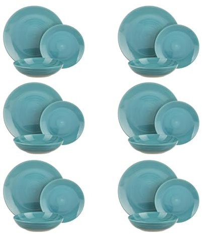 KASANOVA Servizio 18 piatti colorati blu in stoneware blu Tavola