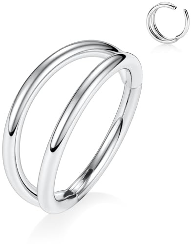 YEBOCIYO Piercing Ring 16G Nasenring Conch Helix Knorpel Septum Piercing Daith Rook Tragus Piercing Schmuck Edelstahl Body Piercing Triple Double Line Silber Gold