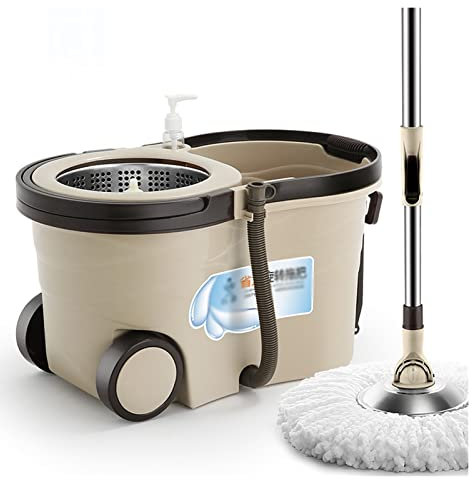 Juego de fregona y cubo giratorios SISTEMA DE COMBATE DE SPIN MOP Sistema de acero inoxidable Deluxe 360 ​​SISTEMA DE LIMPIEZA DE PISO DE CUBIERTO DE MOP con rueda for la limpieza del hogar Fregonas d