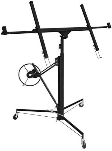 Daromigo XXL Plattenheber für Rigipsplatten Höhenverstellbar, Arbeitshöhe 140-350 cm, max Lastarmbreite von 290 cm, Tragfähigkeit bis zu 68 kg, Schwarz