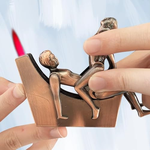 2024 Vintage Torcia Butano in Rame Rosso, Accendino a Fiamma Jet Antivento, Regolabile e Ricaricabile, per Cucina BBQ Candele (Brass1)